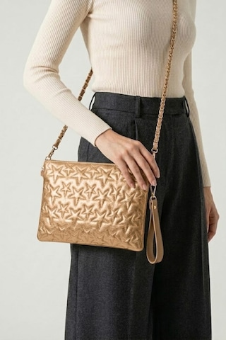 Gl-003 Yıldız Dikişli Kadın El Çantası Clutch Çanta Omuz Çantası Çapraz Çanta Pörtföy Çanta Platin PLATİN