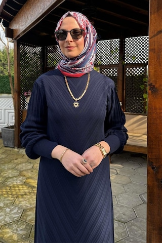 Yağmur Triko Elbise Lacivert Normal