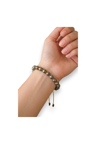 8 Mm Pirit Taşı Bileklik Makrome Ayarlı 525-2 Altın