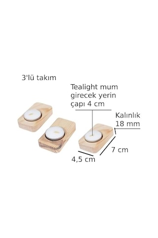 Ahşap Ağaç Tealight Mumluk Dekoratif Mumluk Mum Standı 3&apos Lü Set Altın