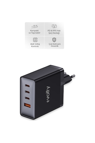Hızlı Şarj Adaptörü 100w Gan + Type-c Kablo 100w Pd 4 Port, İphone & Samsung Uyumlu V0102015