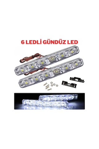 Mercekli 6 Ledli Beyaz Drl Gündüz Ledi 12v Sis Lambası Ledi Off Road Sis 12v