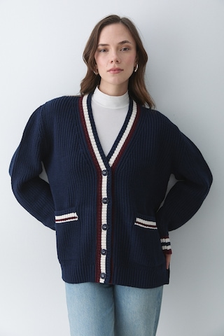 Lacivert - Bordo Renkli Cepli Hırka - 241143 Lacivert