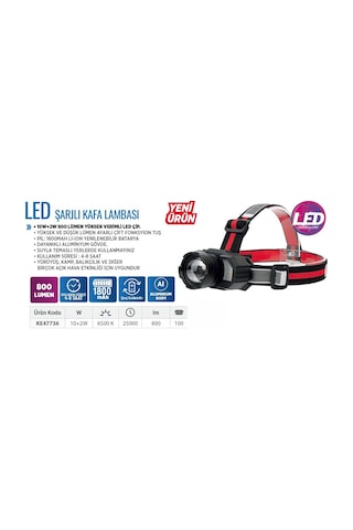 Klaus Ke47736 Led Şarjlı Kafa Lambası 10+2w 800 Lümen