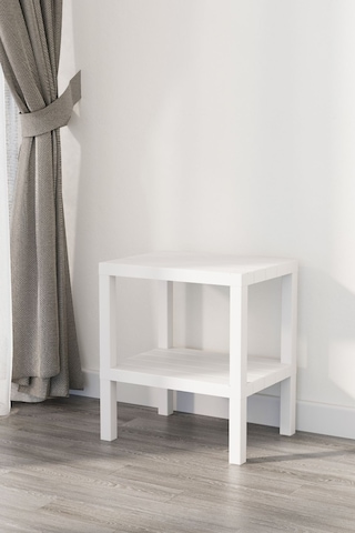 2 Katlı Dikey Raf, Plastik Sehpa, Balkon Rafı, Saksılık, Banyo Mutfak Rafı, Beyaz Beyaz