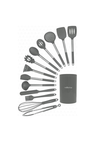 Mora 14 Parça Paslanmaz Çelik Silikon Uçlu Spatula Mutfak Seti Gri Çok Renkli