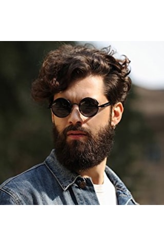 Retro Vintage Steampunk Gothic Tarz Yuvarlak Güneş Gözlüğü Kırmız