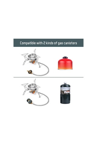 Maoyaya Yürüyüş Yemek Taşınabilir Sobası Sırt Rüzgar Pişirme Piknik Piezo Ocak Kamp Kamp İçin Hava Geçirmez Gaz Çantası Brülörü Ateşlemeli Adaptörlü Açık 3500w Lb Gümüş