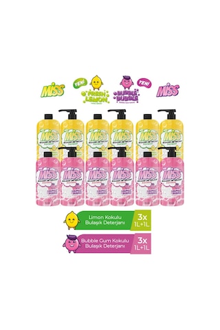 Miss Bulaşık Deterjanı Limon + Bubble 12'li