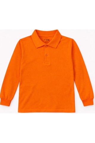 Store Okul Turuncu Polo Yaka Uzunkol Tişört Kıyafetleri Üniforması Çocuk Genç Turuncu