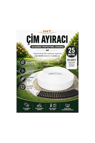 Esnek Pvc Çim Ayırıcı Bahçe Peysaj Düzenleyici 25 Metre Beyaz Çim Sınırlayıcı Esnek Plastik Taş Toprak Ayraç Bariyer Peyzaj Bordürü