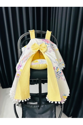 Torino 90 100 Müslin Minder Ve Puset Örtüsü 2li Set - Sarı Sarı