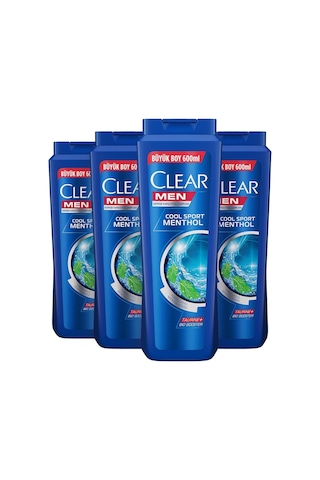 Clear Men Kepeğe Karşı Etkili Şampuan Cool Sport Menthol 600 Ml X 4