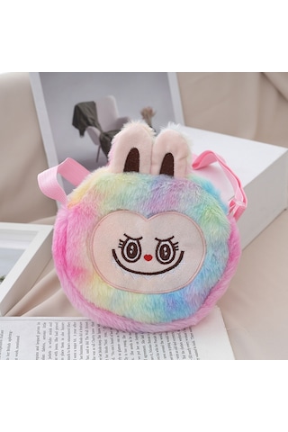 Moda Sevimli Karikatür Labubu Peluş Messenger Çanta Taşınabilir Büyük Kapasiteli Omuz Çantası
