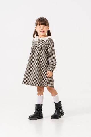 Smile Kids Düğmeli Kız Elbise Siyah