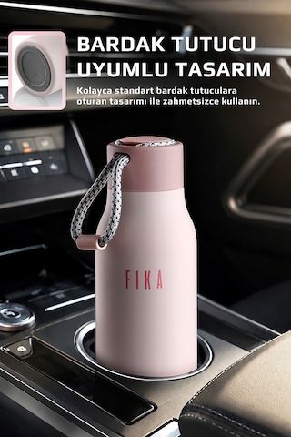 Fika Rento Sızdırmaz Vidalı Kapaklı Geniş Ağızlıklı Kolay Taşınabilir Çelik Termos 600 Ml Pembe