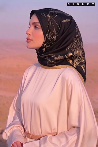Sisley İpek Saten Eşarp-asm2032 Siyah-Gold