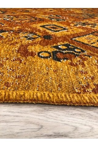 Turuncu Çift Taraflı Modern Vintage Yıkanabilir Antibakteriyel Halı - Yo015btumu