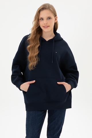 U.S. Polo Assn. Kadın Lacivert Şardonlu Kapüşonlu Sweatshırt 50313567-VR033