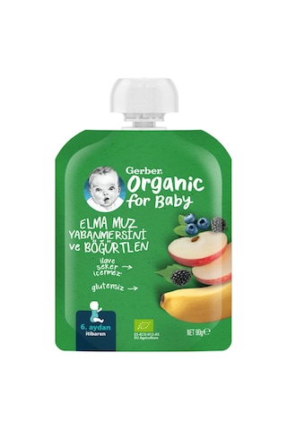 Gerber Organik Muzlu Yaban Mersinli Böğürtlenli Elma Püresi 90 G