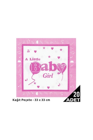 Baby Shower Peçete. Pembe - 33 x 33 CM - 20 Adet