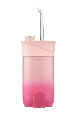 Qingmipy Taşınabilir Şarjlı Diş İrrigatörü, 200ml Su Tankı, 4 Nozul, Ipx7 Su Geçirmez, Pembe Renk