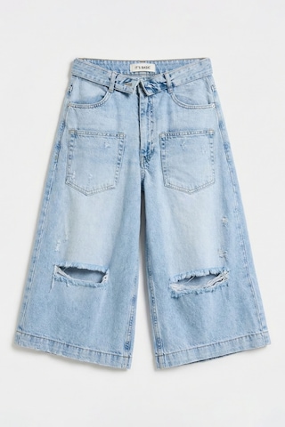 it's basic Kadın Mavi 12s6-3 Süper Baggy Fit Kemer Detaylı Maxi Boy Denim Şort