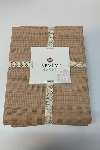 Çift Kişilik Waffle Pike 210x230cm, %100 Pamuk, Petekli Pike Bej