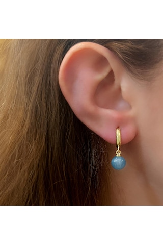 Stela Akuamarin Gümüş Küpe Sarı