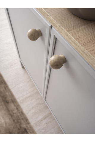 Yakamoz Sis Gri Çekmeceli Dolaplı Aynasız Büfe Konsol 185x48x82cm Gri