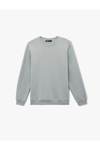 Koton Pamuklu Uzun Kollu Şardonlu Bisiklet Yaka Erkek Basic Sweatshirt Gri 6wam70017mk