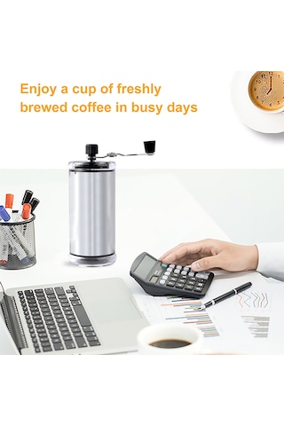 Youtek Manuel Fincan Değiştirici: Çelik Paslanmaz + Akrilik, Ayarı Kolay Kuru Malzeme Öğütücü, Şeffaf Depo Kutusu Gümüş