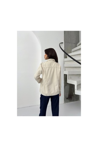 Kene Jeans Kadın Boyfriend Taş Keten Ceket Taş