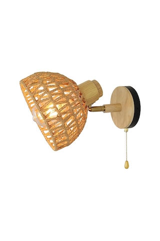 Rattan Duvar Aplikleri Retro Japon Tarzı Başucu Duvar Lambası Abd Fişi Diğer