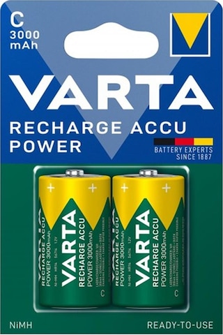 Varta Hr14 3000mah C Orta Boy 1.2 Volt Ni-mh Şarjlı Pil 2li Paket Şarj Edilebilir