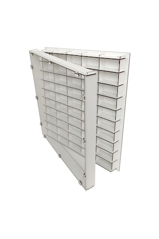 Beyaz Şeffaf Kapaklı Ahşap Hobi Oyuncak Araba Rafı