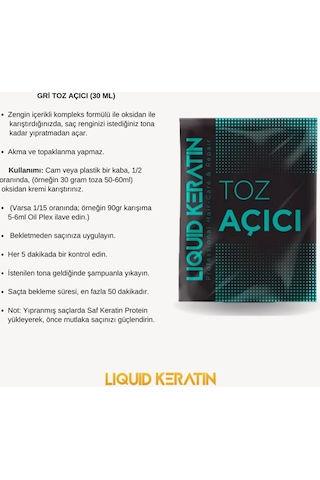 Keratinli Gri Toz Açıcı, Oksidan Kremli Set - Yakmadan Saç Rengi Ve Boya Açıcı Set 30g,60ml 90gr