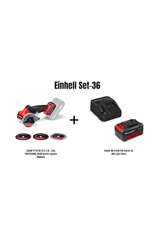 Einhell Set-36 Einhell Tp-co 18/76-c Li Bl - Solo Professıonal Akülü Kesme Taşlama Makinesi+einhell 18v 4,0 Ah Pxc Starter Kit, Akü & Şarj Cihazı