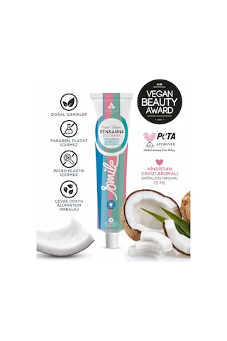 Ben & Anna Florürlü Hindistan Cevizi Aromalı Diş Macunu 75 Ml Ferah Nefes Vegan