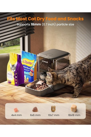Oneisall 3l Wifi Kontrollü Akıllı Kedi Mama Makinesi, Uygulama İle Kontrol, 100 Gün Pil Ömrü Plastik, Melamin Mama & Su Kapları