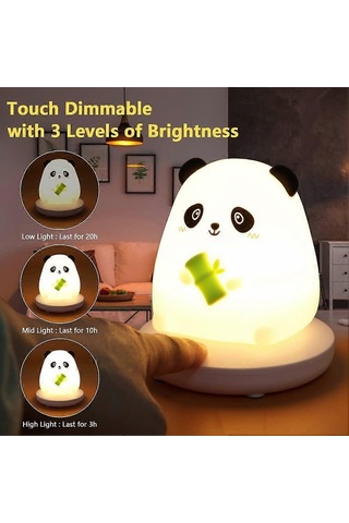 Çocuklar İçin Led Gece Lambası, Sevimli Panda Gece Lambası, Dokunmatik Sensörlü Yumuşak Silikon Gece Lambası