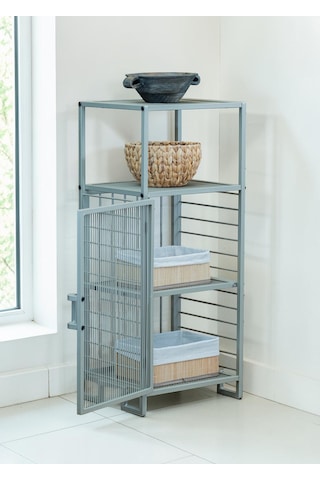 Dekoratif Bej Metal Çok Amaçlı Dolap 4 Raflı Organizer