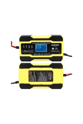 Ucomen 12/24 Volt 10 Amper Led Göstergeli 7 Aşamalı Akü Şarj Cihazı Uc-c121001a Sarı