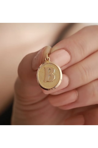 Özden Kuyumcusu  14 Ayar Altın Vintage Oval B Harf Kolye Ucu