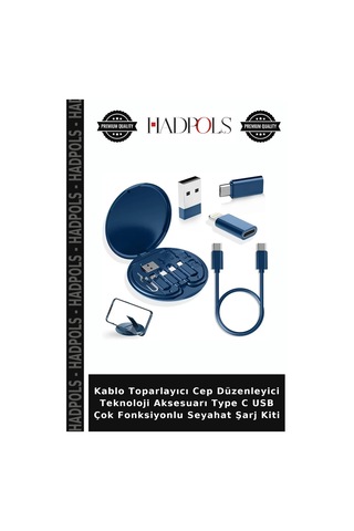 Kablo Toparlayıcı Cep Düzenleyici Teknoloji Aksesuarı Type C Usb Çok Fonksiyonlu Seyahat Şarj Kiti