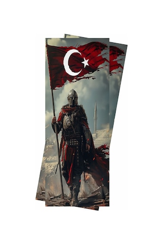 Türk Bayraklı Asker Baskılı Araç Kapı Direk Kaplama Folyo Sticker 2'li Sağ&sol