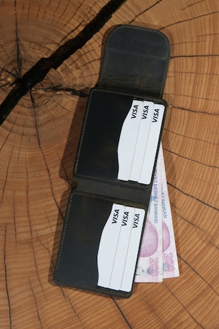 Lenax Leather Mono Hakiki Deri Erkek Cüzdan Gerçek Deri Kartlık Ve Bozuk Para Bölmeli Haki