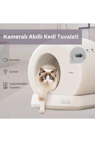 Ubpet C10 Pro Kameralı Akıllı Kedi Tuvaleti App Kontrol Akıllı Sensörler Sessiz Çalışma + Koku
