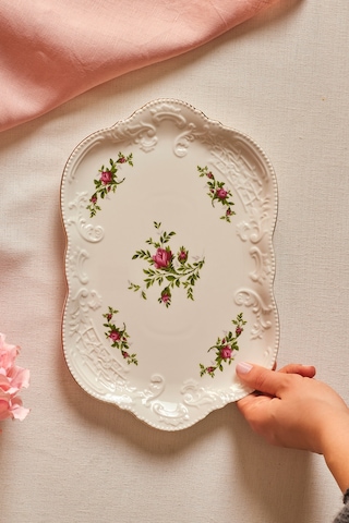 Karaca Vintage Rose Kayık Tabak 30 Cm Çok Renkli