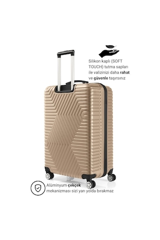 G&d Polo Suitcase Abs Orta Ve Büyük Boy Gold 2'li Valiz Seti 600.06-b Altın